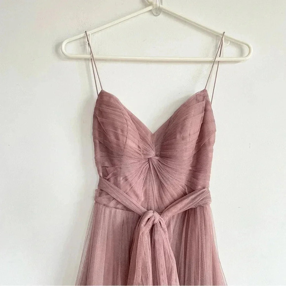 Waters BHLDN Tinsley Dress Rosey Mauve Tulle Sleeveless Bridesmaid Bow Size 0 - Picture 8 of 15